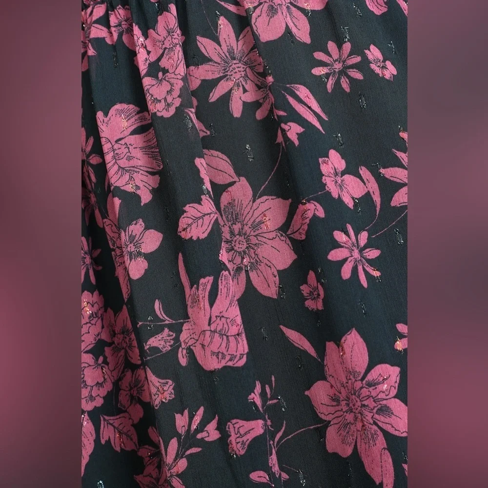 New Lulus Love and Blooms Navy Blue Floral Print Off The Shoulder maxi Dress - Picture 4 of 14